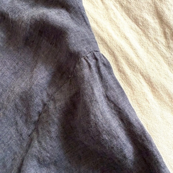 Women's Dark Blue Linen Button-Up Top from Garnet Hill. Size XL. - Picture 6 of 8